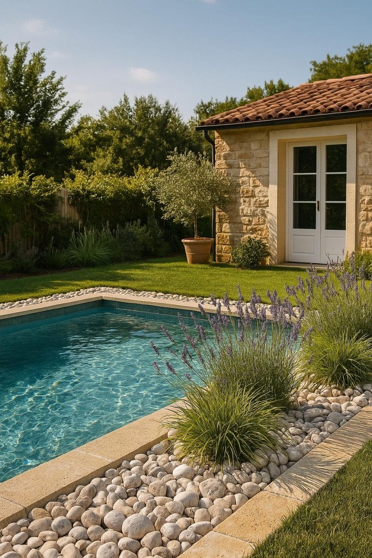 Galets autour d'une piscine : idées d'aménagements esthéthiques