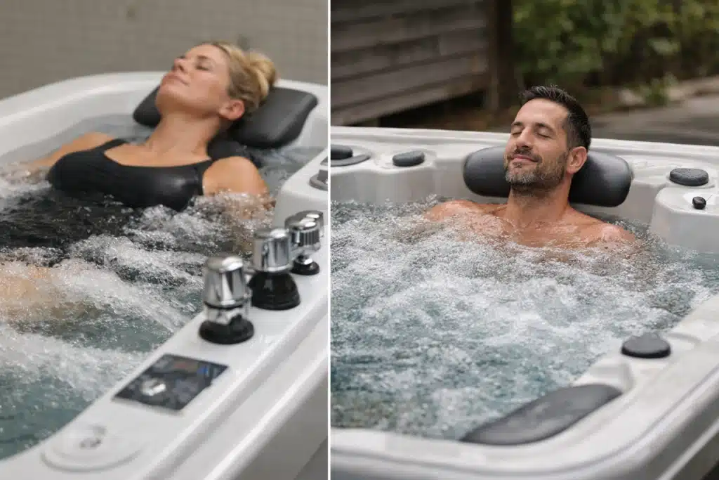 Comparaison visuelle entre un spa balnéo et un jacuzzi montrant leurs différences principales