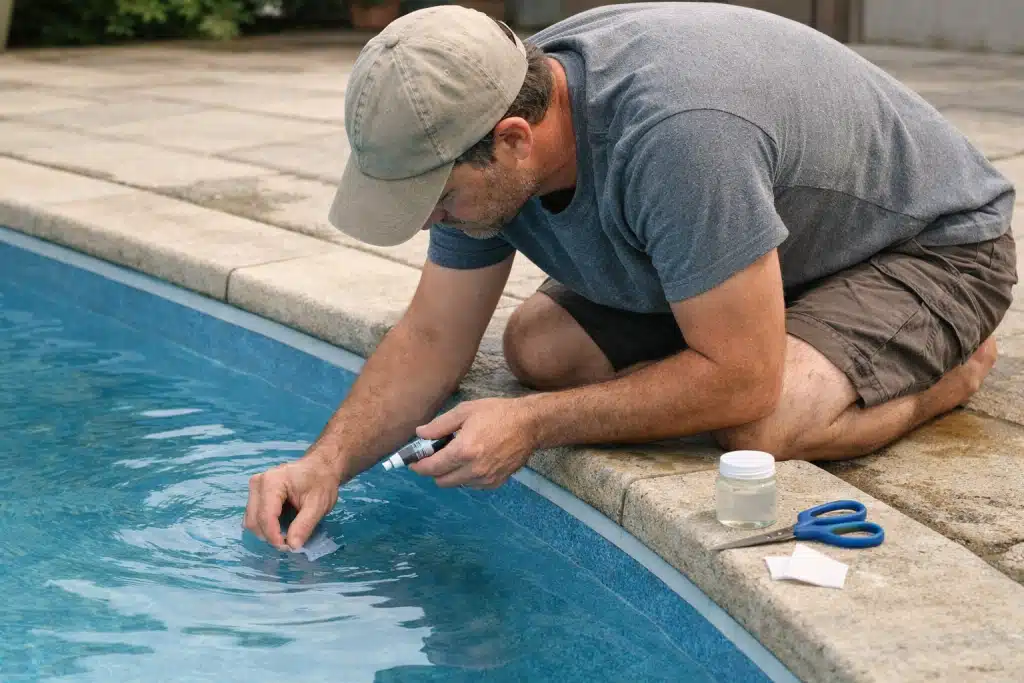 Réparation liner piscine fissuré sans vidange : localisation fuite et techniques de colmatage